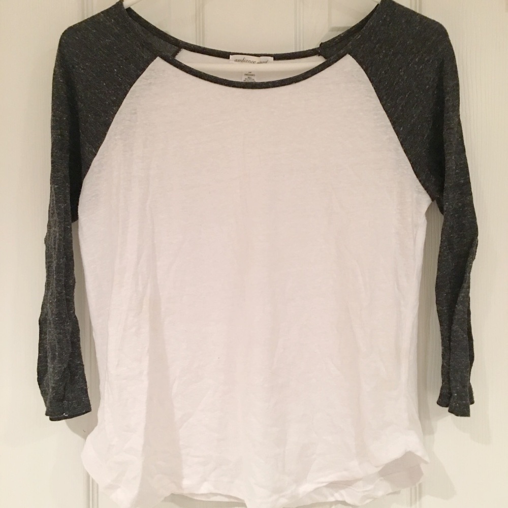🌸 Grey&White Baseball Tee